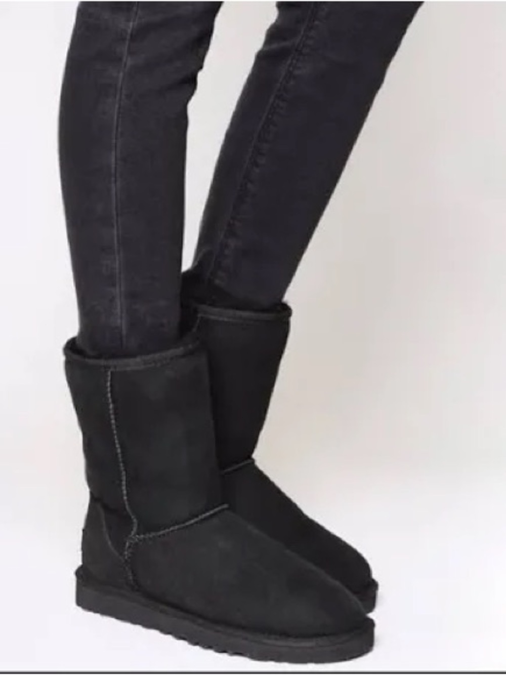UGG Classic Short Black Suede Winter Boots - Women's